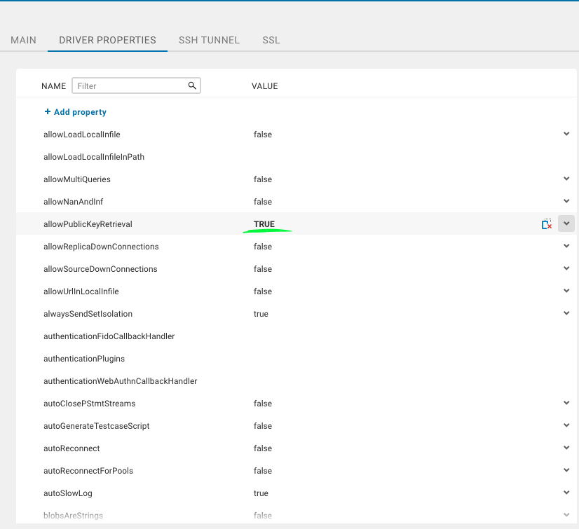 DBeaver MySQL Properties